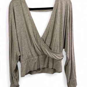 Express Wrap Front Long Sleeve Top - Size Large